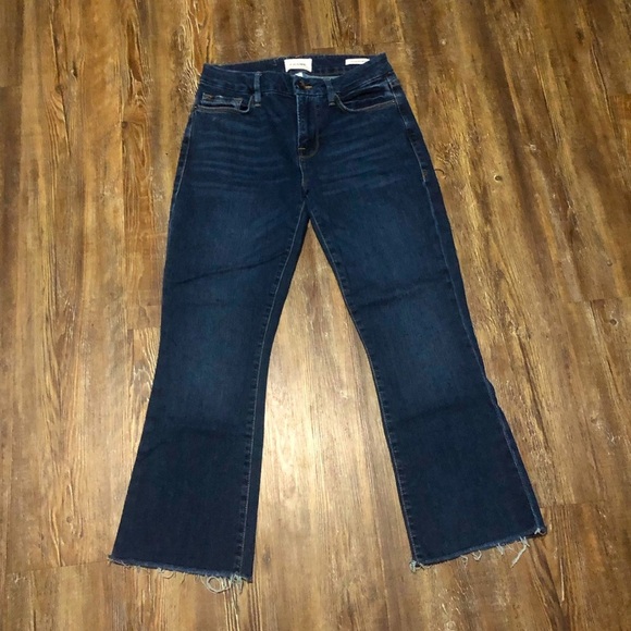 Frame Jeans Women's 25 Le Crop Mini Boot Mid Rise Frayed Hem in Rosalie Wash - Picture 1 of 7